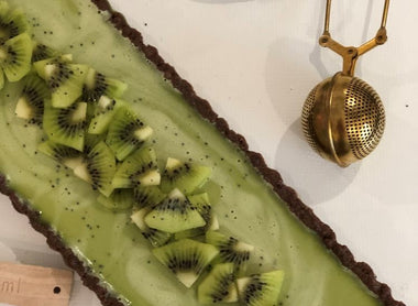 Matcha panna cotta pie.